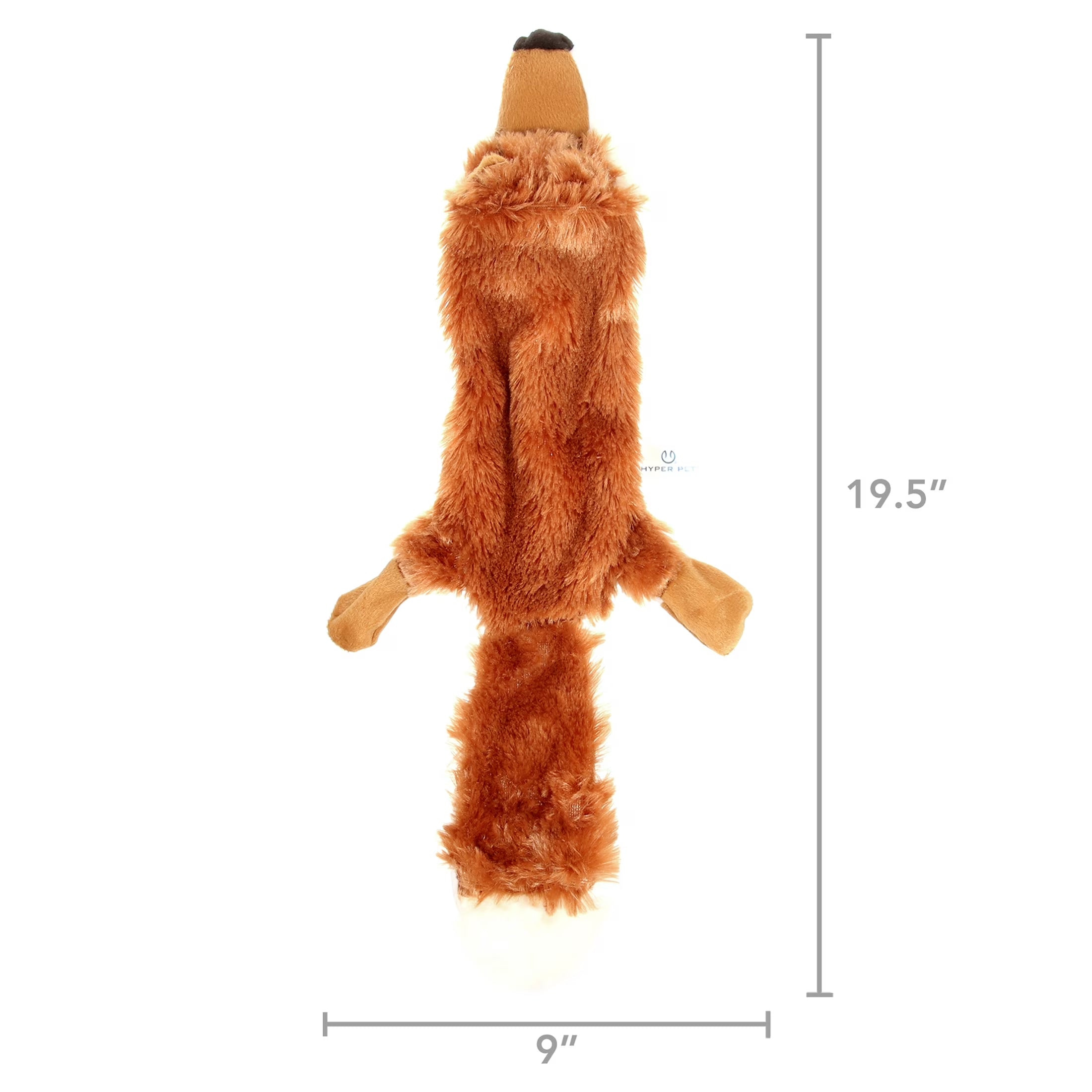 Skinz Wildlife Stuffless Plush Fox Squeaky Dog Toy with Squeaker, Large, Fox